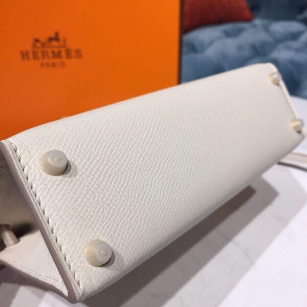 1:1 Replica Hermes Mini Kelly White For Women Gold Toned Hardware 7.5in/19cm