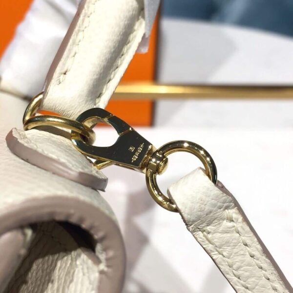 1:1 Replica Hermes Mini Kelly White For Women Gold Toned Hardware 7.5in/19cm
