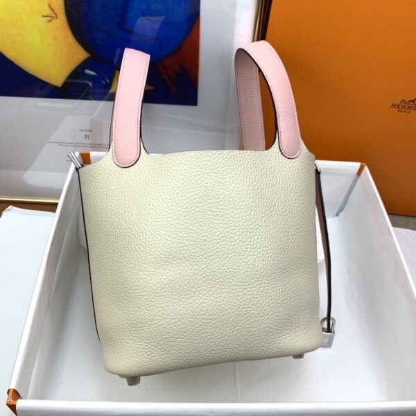 1:1 Replica Hermes Picotin Lock 18 Bag Beige/Pink With Silver-Toned Hardware For Women, Women's Handbags 7.1in/18cm