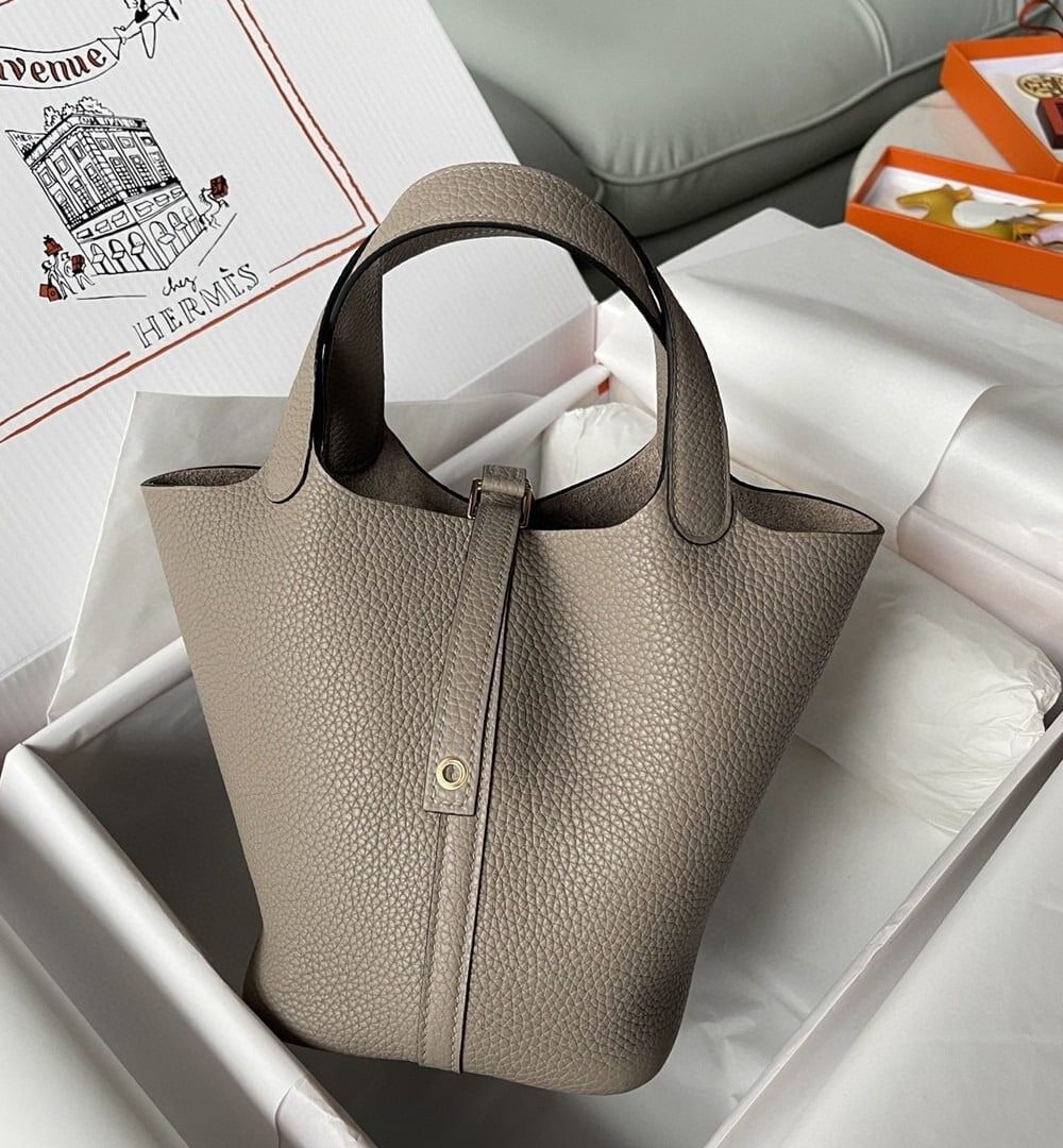 1:1 Replica Hermes Picotin Lock 18 Bag Greige For Women, Women's Handbags 7.1in/18cm