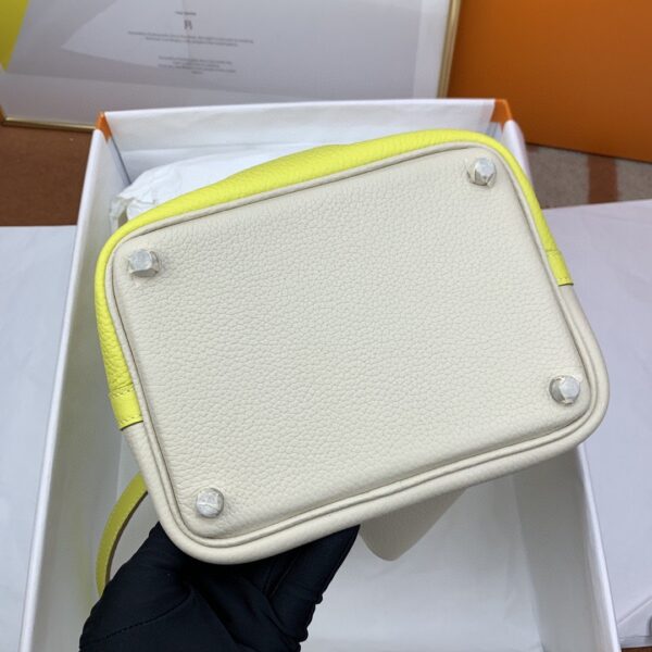 1:1 Replica Hermes Picotin Lock 18 Bag White/Yellow With Silver-Toned Hardware For Women, Women's Handbags 7.1in/18cm