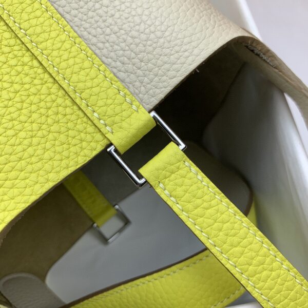 1:1 Replica Hermes Picotin Lock 18 Bag White/Yellow With Silver-Toned Hardware For Women, Women's Handbags 7.1in/18cm