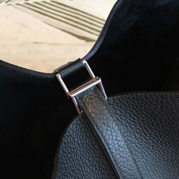 1:1 Replica Hermes Picotin Lock 18 Black Clemence Palladium Hardware For Women 7.5in/19cm