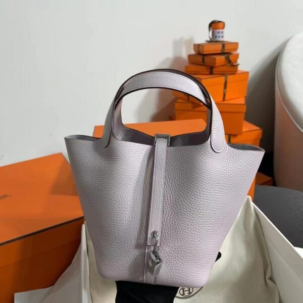 1:1 Replica Hermes Picotin Lock 18 Lime Clemence Yellow/Green/Red/Blue/Light Green/Light Purple/Pink For Women 19cm / 7.5in