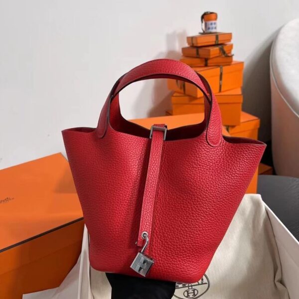 1:1 Replica Hermes Picotin Lock 18 Lime Clemence Yellow/Green/Red/Blue/Light Green/Light Purple/Pink For Women 19cm / 7.5in