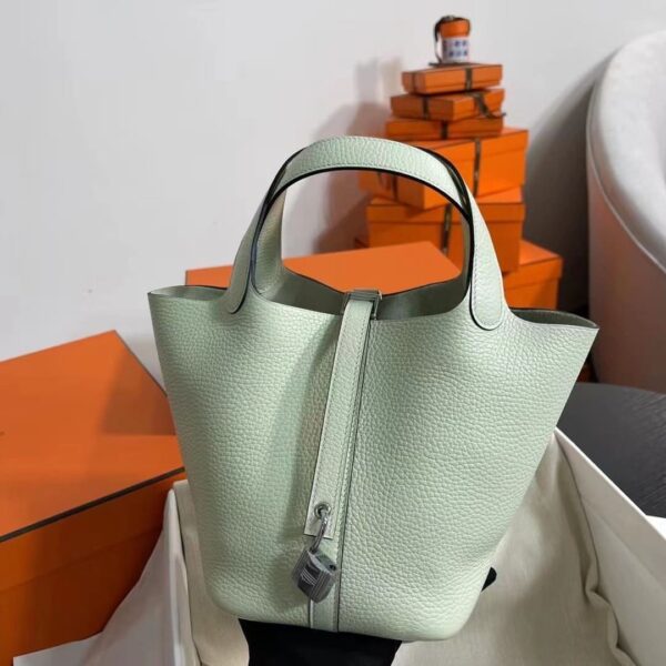 1:1 Replica Hermes Picotin Lock 18 Lime Clemence Yellow/Green/Red/Blue/Light Green/Light Purple/Pink For Women 19cm / 7.5in