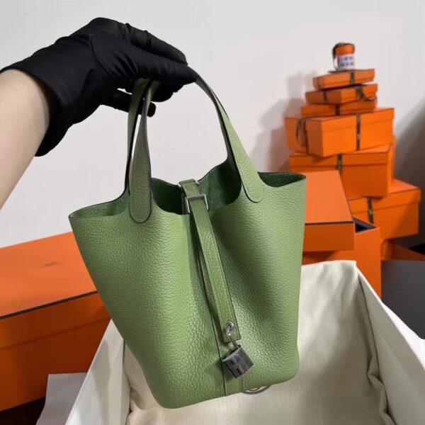 1:1 Replica Hermes Picotin Lock 18 Lime Clemence Yellow/Green/Red/Blue/Light Green/Light Purple/Pink For Women 19cm / 7.5in