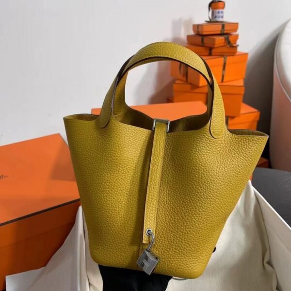 1:1 Replica Hermes Picotin Lock 18 Lime Clemence Yellow/Green/Red/Blue/Light Green/Light Purple/Pink For Women 19cm / 7.5in