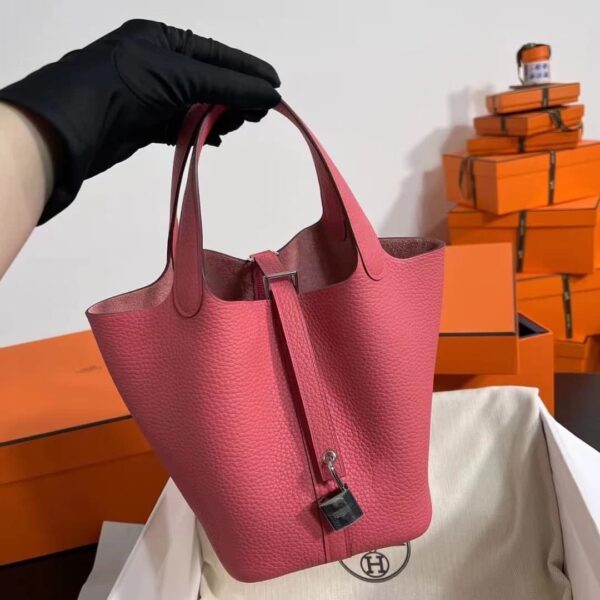 1:1 Replica Hermes Picotin Lock 18 Lime Clemence Yellow/Green/Red/Blue/Light Green/Light Purple/Pink For Women 19cm / 7.5in