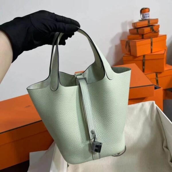 1:1 Replica Hermes Picotin Lock 18 Lime Clemence Yellow/Green/Red/Blue/Light Green/Light Purple/Pink For Women 19cm / 7.5in
