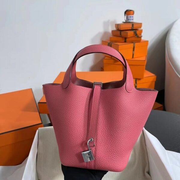 1:1 Replica Hermes Picotin Lock 18 Lime Clemence Yellow/Green/Red/Blue/Light Green/Light Purple/Pink For Women 19cm / 7.5in