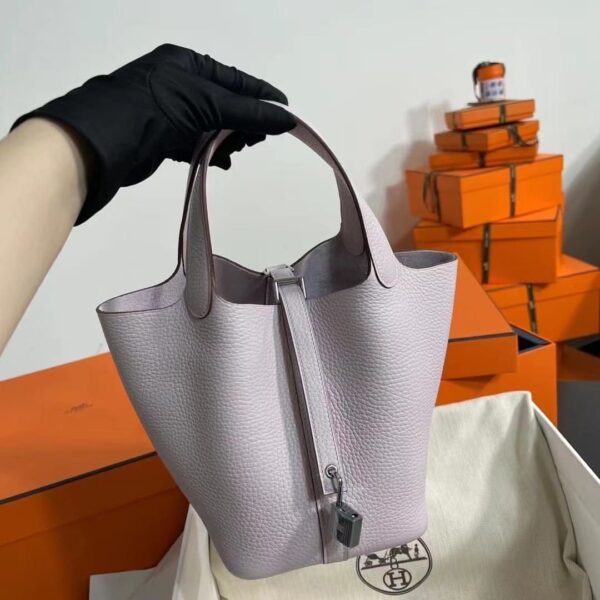 1:1 Replica Hermes Picotin Lock 18 Lime Clemence Yellow/Green/Red/Blue/Light Green/Light Purple/Pink For Women 19cm / 7.5in