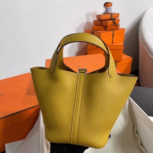 1:1 Replica Hermes Picotin Lock 18 Lime Clemence Yellow/Green/Red/Blue/Light Green/Light Purple/Pink For Women 19cm / 7.5in