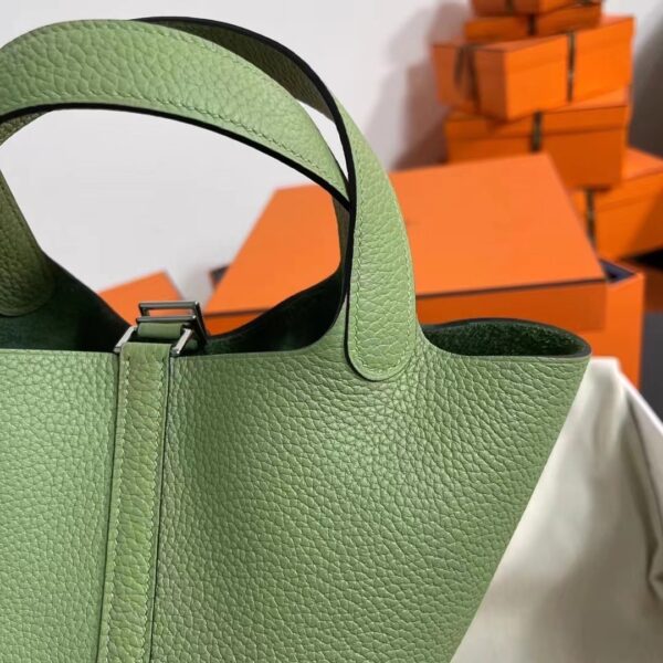 1:1 Replica Hermes Picotin Lock 18 Lime Clemence Yellow/Green/Red/Blue/Light Green/Light Purple/Pink For Women 19cm / 7.5in