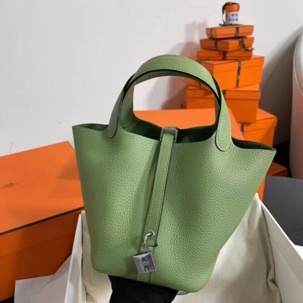 1:1 Replica Hermes Picotin Lock 18 Lime Clemence Yellow/Green/Red/Blue/Light Green/Light Purple/Pink For Women 19cm / 7.5in