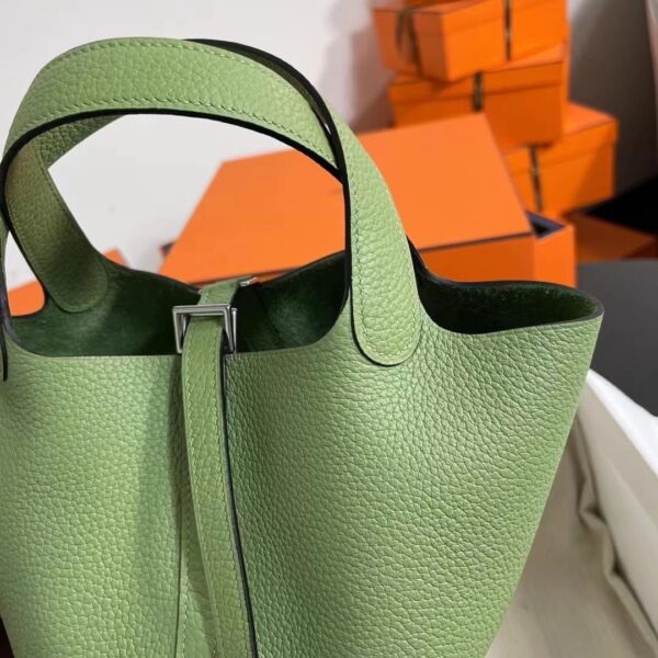 1:1 Replica Hermes Picotin Lock 18 Lime Clemence Yellow/Green/Red/Blue/Light Green/Light Purple/Pink For Women 19cm / 7.5in