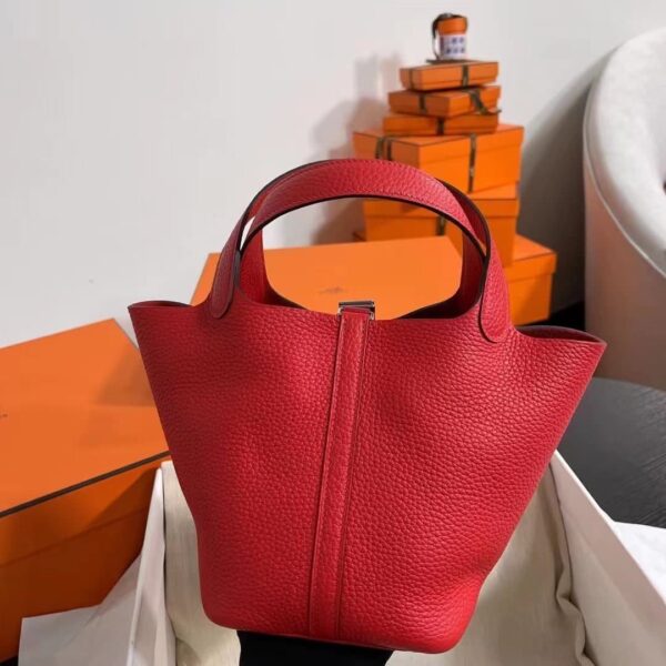 1:1 Replica Hermes Picotin Lock 18 Lime Clemence Yellow/Green/Red/Blue/Light Green/Light Purple/Pink For Women 19cm / 7.5in