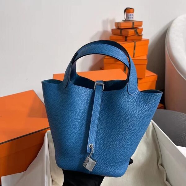 1:1 Replica Hermes Picotin Lock 18 Lime Clemence Yellow/Green/Red/Blue/Light Green/Light Purple/Pink For Women 19cm / 7.5in