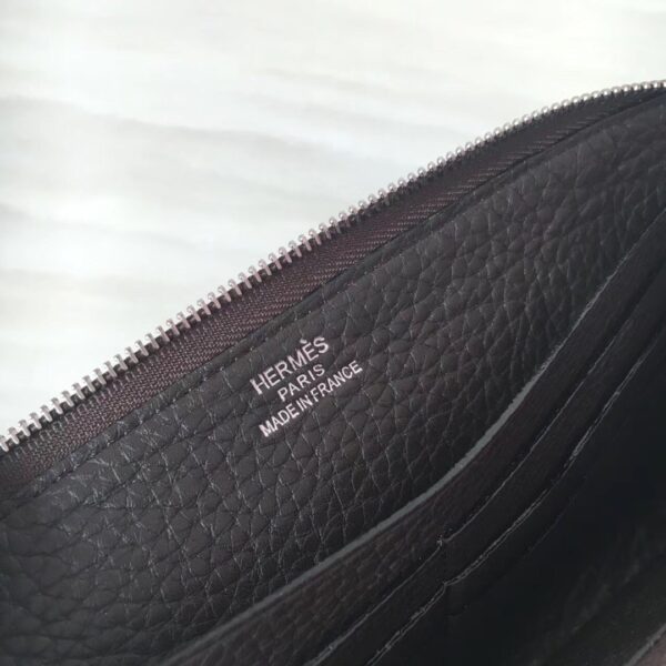 1:1 Replica Hermes Silk'In Classique Long Wallet 20cm /7.9in Silver Toned Hardware For Women Black