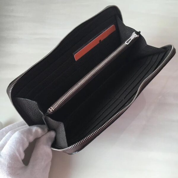 1:1 Replica Hermes Silk'In Classique Long Wallet 20cm /7.9in Silver Toned Hardware For Women Black