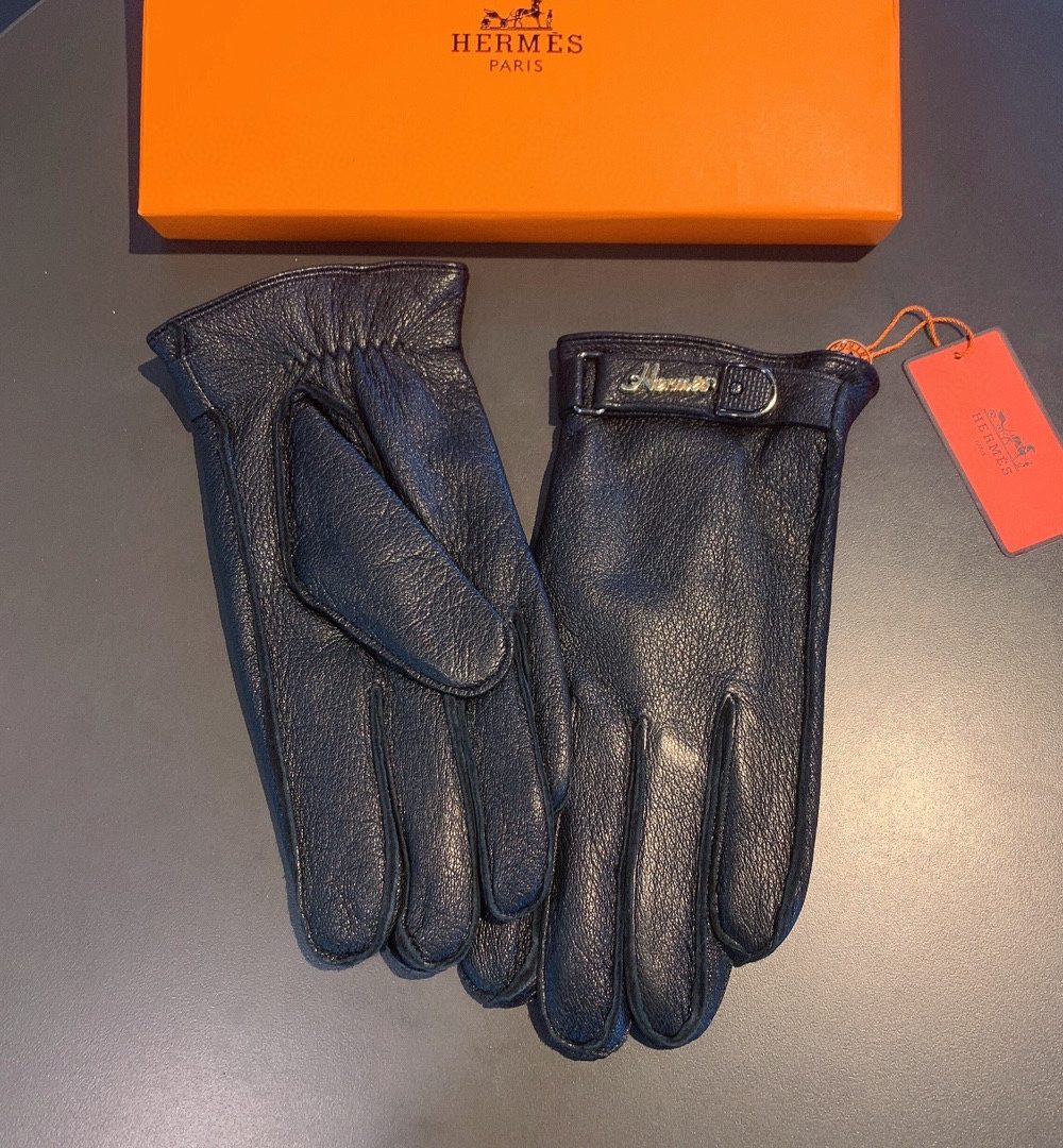 Hermes Soya Gloves In Black