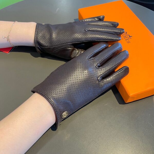 Hermes Soya Gloves In Dark Purple
