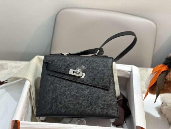 1:1 Replica Hermes Swift Kelly Pochette Black For Women 11.4in/29cm