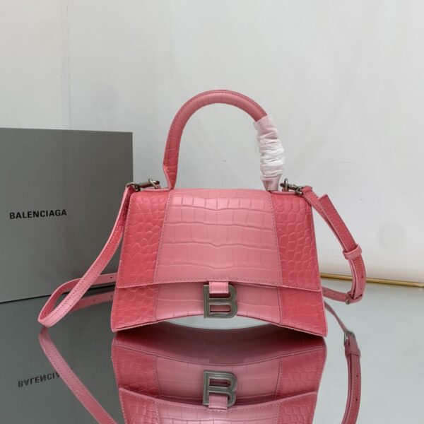 Hourglass Small Handbag Embossed In Pink/Brown For Women 9in/23cm