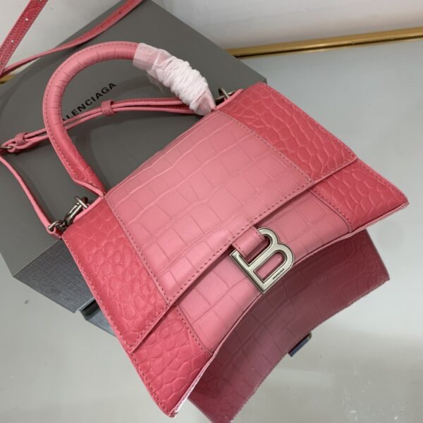 Hourglass Small Handbag Embossed In Pink/Brown For Women 9in/23cm
