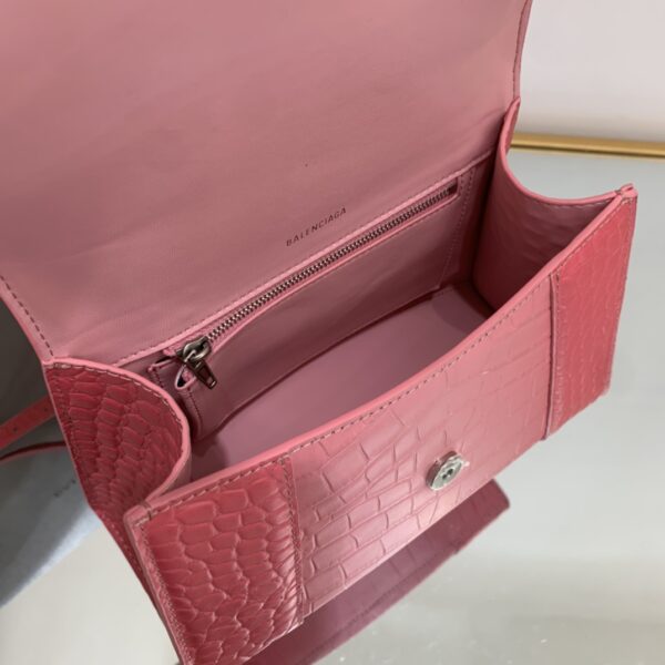 Hourglass Small Handbag Embossed In Pink/Brown For Women 9in/23cm
