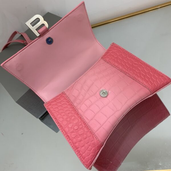 Hourglass Small Handbag Embossed In Pink/Brown For Women 9in/23cm