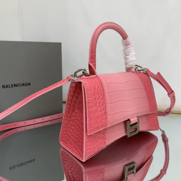 Hourglass Small Handbag Embossed In Pink/Brown For Women 9in/23cm