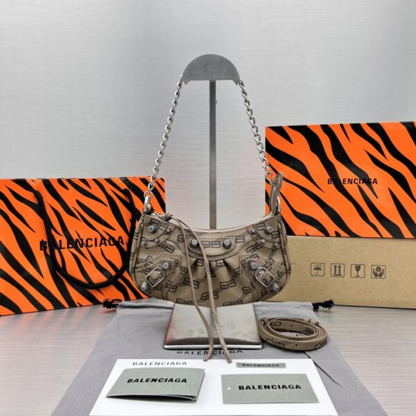 Le Cagole Mini Bag With Chain Bb Monogram Coated Canvas In Beige For Women 8.2 in/20.8 cm 695814210E72762