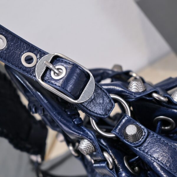Le Cagole Small Bucket Bag In Black/Dark Blue/Sliver Tone For Women 11.8in/30 cm 7024321VG9Y1000