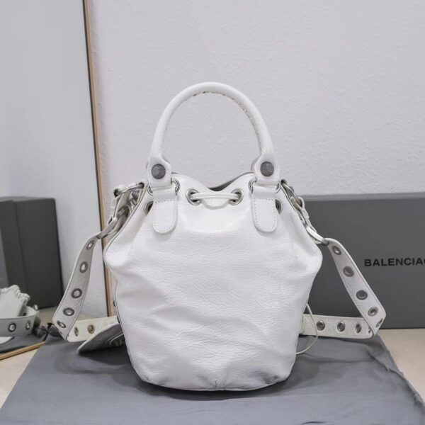 Le Cagole Small Bucket Bag In White/Black/Purple For Women 11.8in/30 cm