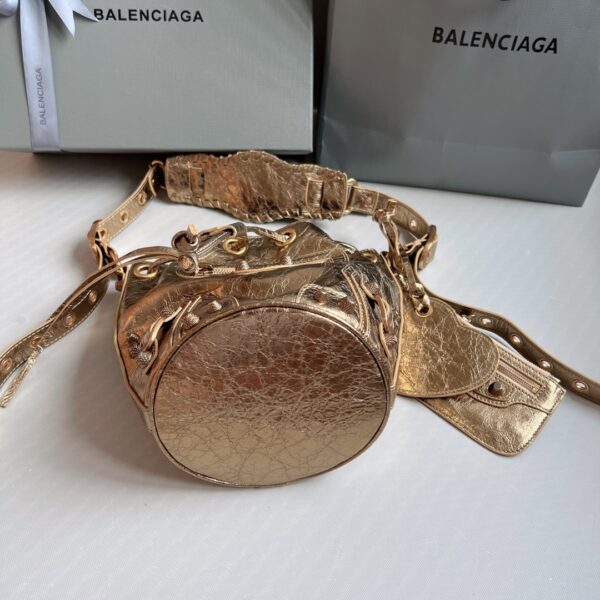 Le Cagole Xs Bucket Bag Metallized With Rhinestones In Gold Tone For Women 7.8in/20 cm 702431210D48006