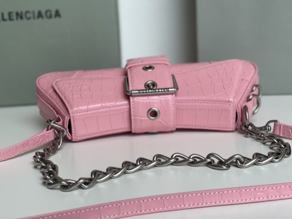 Lindsay Small Embossed Shoulder Bag In White/Pink/Black For Women 11.4in/29cm