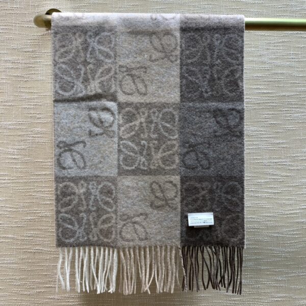 Loewe Anagram In Wool And Cashmere Beige Scarf 180cm/71in