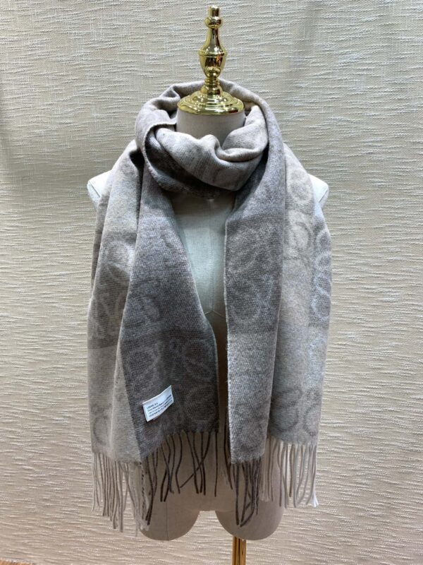 Loewe Anagram In Wool And Cashmere Beige Scarf 180cm/71in 