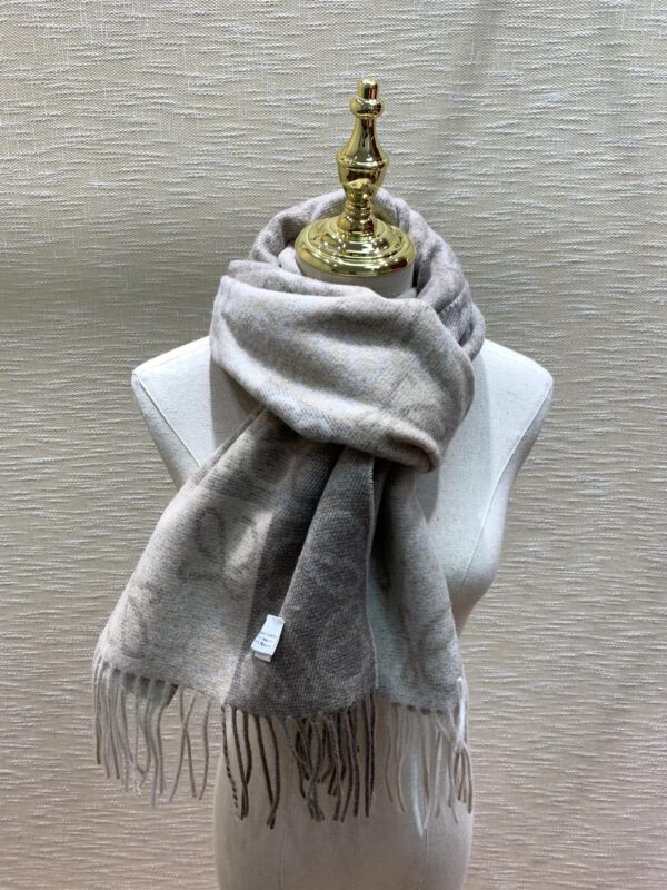 Loewe Anagram In Wool And Cashmere Beige Scarf 180cm/71in 