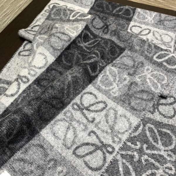 Loewe Anagram In Wool And Cashmere Navy Blue Scarf 180cm/71in