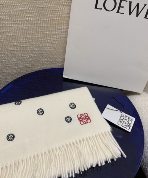 Loewe Button White Scarf 180cm/71in