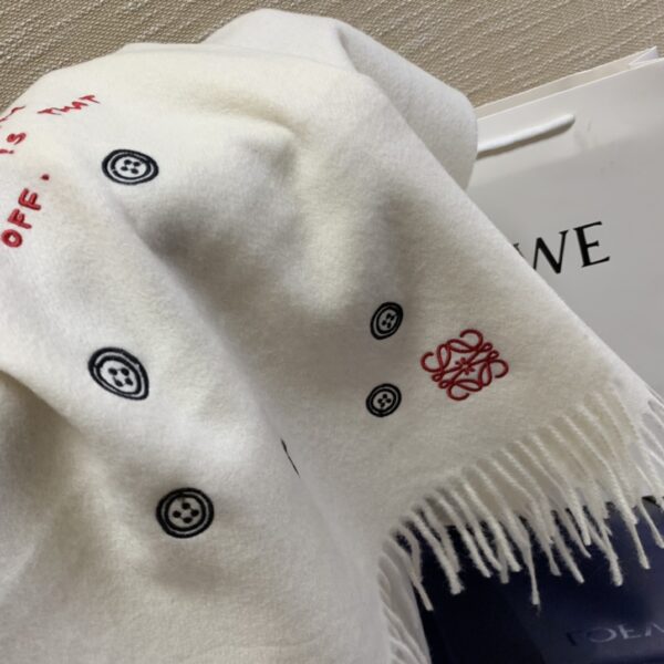 Loewe Button White Scarf 180cm/71in