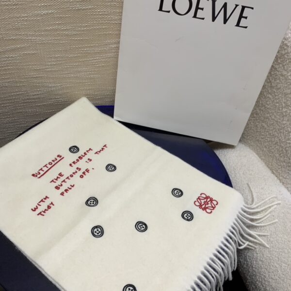 Loewe Button White Scarf 180cm/71in