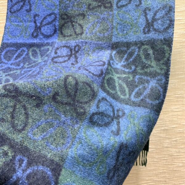 Loewe Navy & Green Wool Anagram Scarf 180cm/71in
