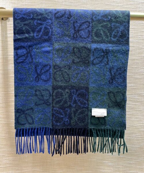 Loewe Navy & Green Wool Anagram Scarf 180cm/71in 