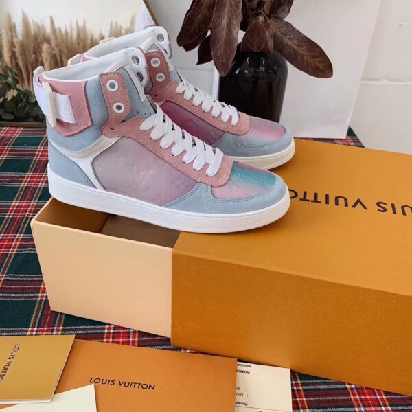 Louis Vuitton Boombox Sneaker Boot Calfskin Leather Spring/Summer Collection White/Blue/Pink