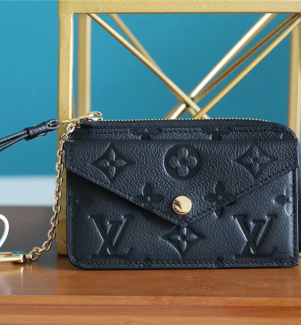 1:1 Replica Louis Vuitton Card Holder Recto Verso Monogram Empreinte Black For Women, Women's Wallets 5.1in/13cm LV M69421