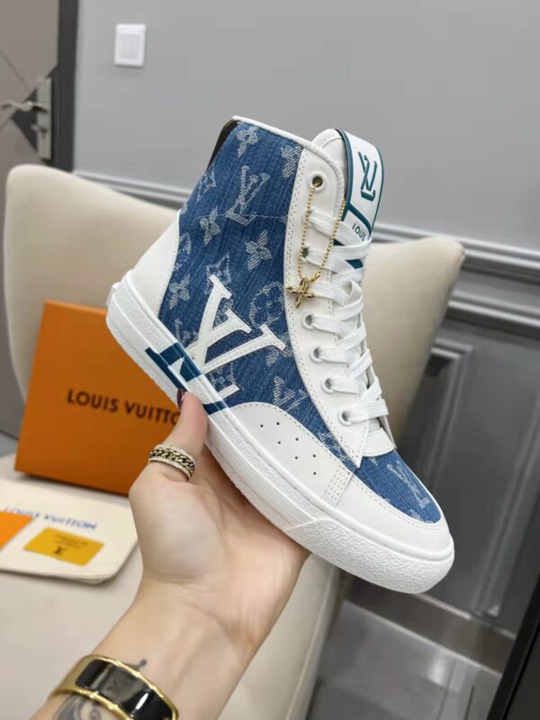 Louis Vuitton Charlie Sneaker Boot Monogram Denim Blue For Women LV 1AA47H