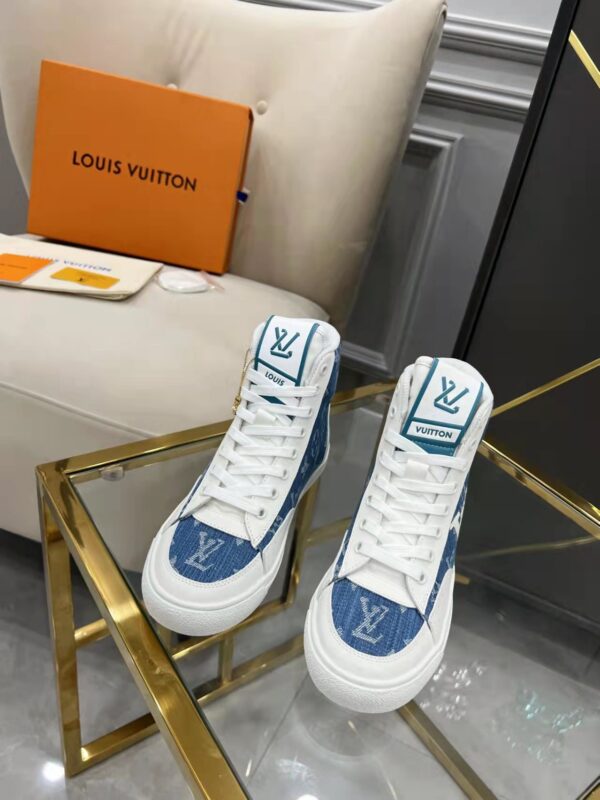 Louis Vuitton Charlie Sneaker Boot Monogram Denim Blue For Women LV 1AA47H